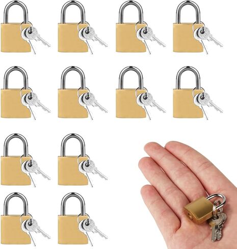 12 حزمة من أقفال النحاس العتيقة على شكل حرف D مقاس 20 مم - أقفال مزخرفة وآمنة مع قلب من السبائك الصلبة للأمتعة وخزائن الصالة الرياضية وصناديق الهدايا والتخزين والسفر. صغير الحجم لحقائب الظهر/الحالات الأمنية in Kuwait