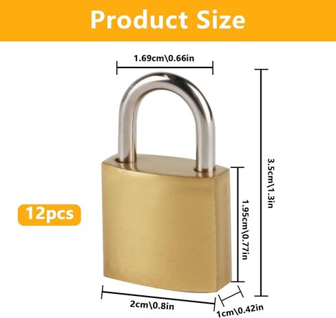 12 حزمة من أقفال النحاس العتيقة على شكل حرف D مقاس 20 مم - أقفال مزخرفة وآمنة مع قلب من السبائك الصلبة للأمتعة وخزائن الصالة الرياضية وصناديق الهدايا والتخزين والسفر. صغير الحجم لحقائب الظهر/الحالات الأمنية in Kuwait