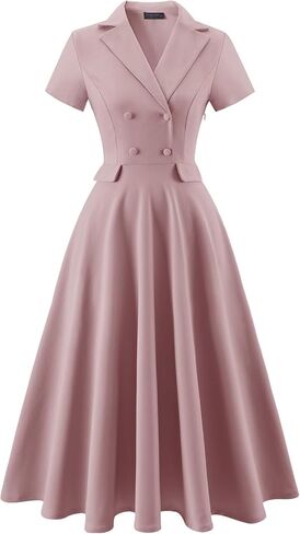 Bridesmay Vintage Cocktail Tea Party Dresses Collar Short Sleeve Fit and Flare Work Church Dress in Kuwait