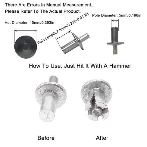 Drive Rivets,Hammer Drive Nail in, Half Round Head Core Rivets, Dome Head Pop Rivet Knock Type Expansion Rivets, for Home, Electronic, Precision 50pcs in Saudi Arabia