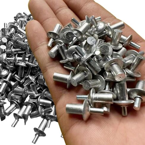 مسامير ألومنيوم قابلة للتوسيع من نوع الضرب، 200 قطعة من مسامير محرك المطرقة الألومنيوم عالية القوة مع رأس مستدير للسيارات والبناء والمشروعات اليدوية in Saudi Arabia