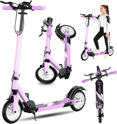 Scooter for Adults Foldable Manual, Heavy Duty Kick Scooter Teens, 8-Inch Big Wheels, Three-Brake & 4 Adjustable Height Levels, 300 Lbs Max Load, Perfect for School, Campus and Park Rides in Saudi Arabia
