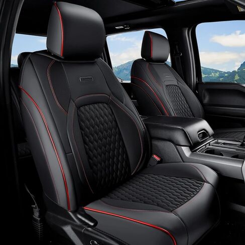 Coverado Chevy Chevrolet Silverado GMC Sierra Seat Covers, Custom Fit for 2007-2025 1500, 2015-2025 2500HD 3500HD Crew Double Extended Cab Truck, Faux Waterproof Leather Seat Covers (Front, Black) in Kuwait