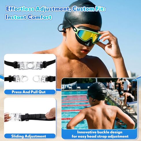 Kanayu 6 Pack Kids Swim Goggles with Nose Cover Earplugs Wide View Diving Mask Anti Fog UV No Leak Pool Swimming Goggles for Kids Youth 8-14 in Saudi Arabia