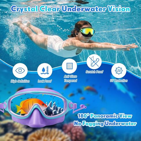 Kanayu 6 Pack Kids Swim Goggles with Nose Cover Earplugs Wide View Diving Mask Anti Fog UV No Leak Pool Swimming Goggles for Kids Youth 8-14 in Saudi Arabia
