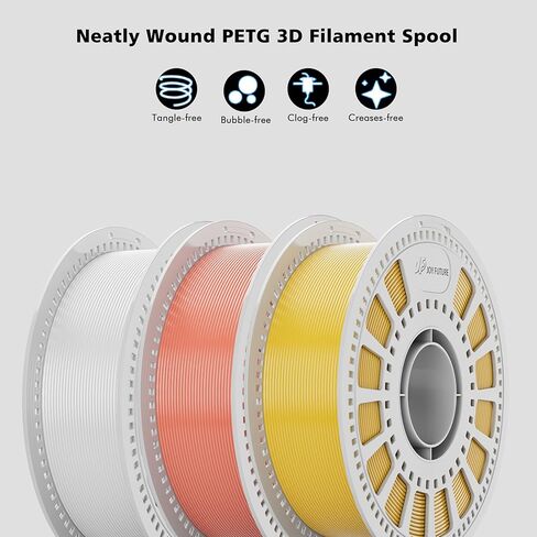 خيوط طابعة ثلاثية الأبعاد من JOY FUTURE PETG، خيوط طابعة ملفوفة بدقة 1.75 مم، دقة الأبعاد +/- 0.02 مم، بكرة 1 كجم (2.2 رطل) مناسبة لمعظم طابعات FDM ثلاثية الأبعاد متعددة الألوان (أصفر) in Kuwait