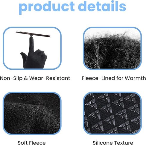 Cold Weather Winter Gloves for Women Men - Touchscreen Warm Gloves, Silicone particles on palm Anti-Slip for Driving Hiking Running Cycling, Black XL in Saudi Arabia