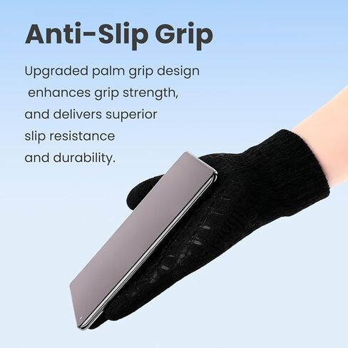 Cold Weather Winter Gloves for Women Men - Touchscreen Warm Gloves, Silicone particles on palm Anti-Slip for Driving Hiking Running Cycling, Black XL in Saudi Arabia