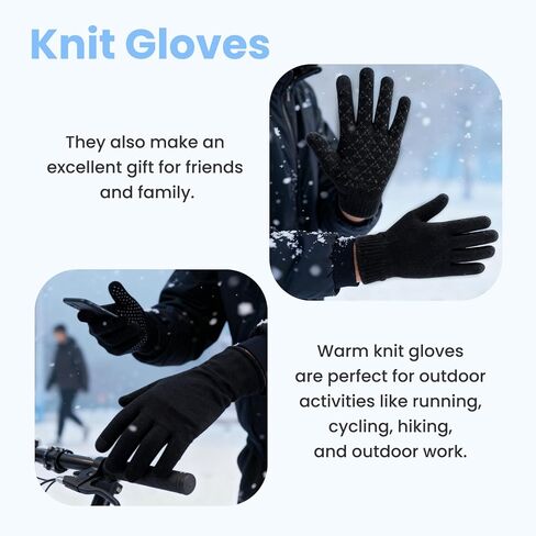 Cold Weather Winter Gloves for Women Men - Touchscreen Warm Gloves, Silicone particles on palm Anti-Slip for Driving Hiking Running Cycling, Black XL in Saudi Arabia