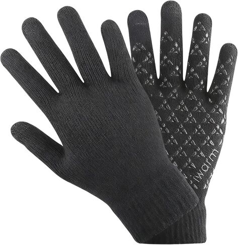 Cold Weather Winter Gloves for Women Men - Touchscreen Warm Gloves, Silicone particles on palm Anti-Slip for Driving Hiking Running Cycling, Black XL in Saudi Arabia