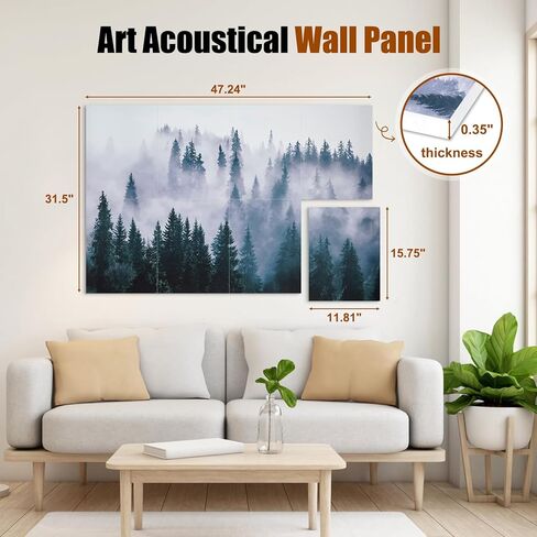 8 Pack Art Acoustic Panels, 48" x 32" Soundproof Wall Panels, Decorative Sound Absorbing Panels, Sound Dampening Panels, Acoustic Treatment for Recording Studio, Home, Office - Mist Pine in Kuwait