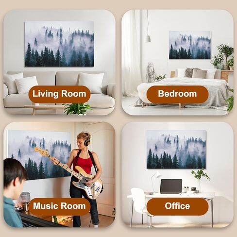 8 Pack Art Acoustic Panels, 48" x 32" Soundproof Wall Panels, Decorative Sound Absorbing Panels, Sound Dampening Panels, Acoustic Treatment for Recording Studio, Home, Office - Mist Pine in Kuwait