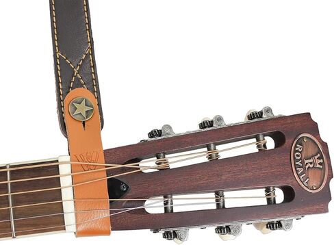 Walker & Williams AT-1 TN Tan Leather Acoustic Guitar Strap Button Headstock Adaptor For Acoustic, Electric, Bass Guitars, Mandolin And Ukulele in Saudi Arabia