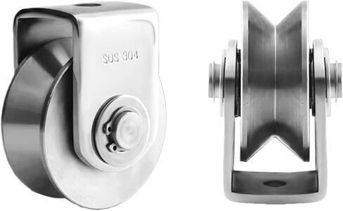 بكرة من الفولاذ المقاوم للصدأ، بكرة بكرة على شكل حرف V مقاس 2 بوصة، محمل أسطواني للباب المنزلق من الفولاذ المقاوم للصدأ 304 للتعامل مع المواد in Kuwait