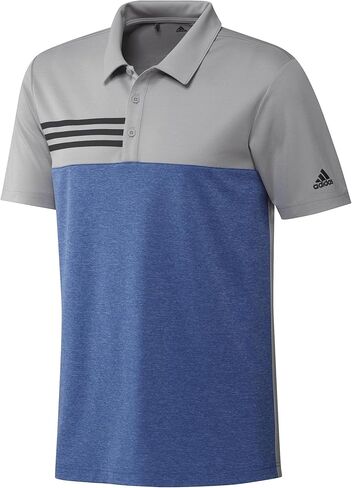 adidas - Heathered Colorblocked 3-Stripes Polo - A508 - XL - Grey Two Heather/Collegiate Royal Heather in Kuwait