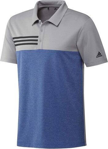 adidas - Heathered Colorblocked 3-Stripes Polo - A508 - XL - Grey Two Heather/Collegiate Royal Heather in Kuwait
