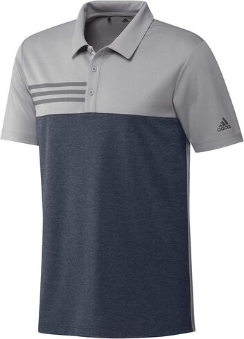 adidas - Heathered Colorblocked 3-Stripes Polo - A508 - XL - Grey Two Heather/Collegiate Royal Heather in Kuwait