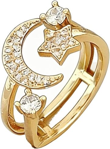 خواتم نجمة القمر للنساء خاتم نجمة القمر مطلي بالذهب عيار 14 قيراط in Kuwait