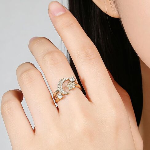 خواتم نجمة القمر للنساء خاتم نجمة القمر مطلي بالذهب عيار 14 قيراط in Kuwait