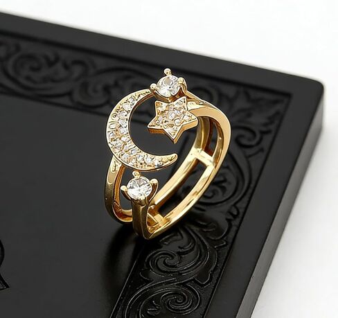 خواتم نجمة القمر للنساء خاتم نجمة القمر مطلي بالذهب عيار 14 قيراط in Kuwait