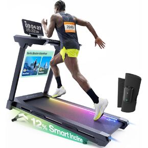 1st Smart Home Treadmill only for Marathoner, UREVO Quiet Treadmills for Home with Dual Brushless 4.0 HP Motorized, 12.5 MPH Foldable Treadmill, 400 LBS Capacity, 12% Auto Incline, Installation Free in Kuwait