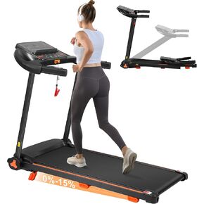 Merax 15% Incline Treadmill, Foldable Treadmills for Home, 3.0HP Running Treadmill for Home, 300LBS Exercise Equipment at Home, 7.5MPH Walking Pad Treadmills with Bluetooth & Heart Rate Sensor in Kuwait