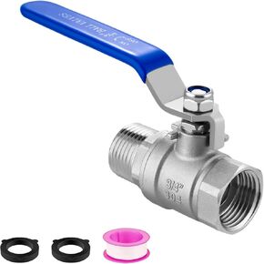 Wantmatch Full Port Ball Valve 3/4''GHT 304 Stainless Steel Shut Off Valve Male x Female Heavy Duty Water Shut Off Connector for Water Oil, and Gas with Blue Vinyl Insulation Handle in Kuwait