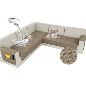 Arfntevss Waterproof Corner Sectional Couch Covers for Dogs Pet L Shape Sofa Cover Washable Velvet Large Couch Cushion Protector for Sectional Sofa Non Slip U Shaped Slipcovers (Light Gray, Large) in Saudi Arabia