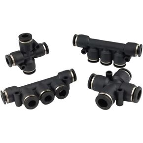 أسود أربعة اتجاهات خمسة موصل خرطوم هوائي المقابس السريعة البلاستيك PZA/PK4/6/8/10 1 قطعة (五通PK10 (أسود)) in Kuwait