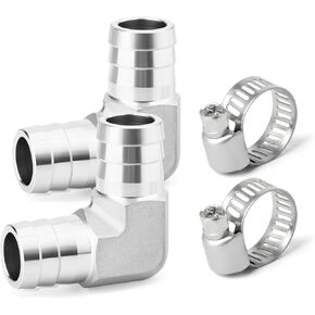 2PCS 304 Stainless Steel 90 Degree Elbow Hose Barb Fittings, 5/8" Barb x 5/8" Barb, with 4PCS Hose Clamp, for Fuel/Airl/Water/Gas/Oil in Kuwait