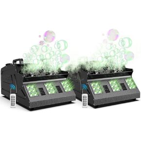 آلة ضباب 2000 وات، آلة فقاعات ضباب 3 في 1 مع مروحتين فقاعات، 18 مصباح LED RGB، فقاعة دخان الكل في واحد، آلة فقاعات لحفلات الهالوين وحفلات الزفاف وأعياد الميلاد in Kuwait
