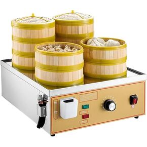 ERICAT Four-Hole Steamed Bun Machine, Dim Sum Electric Steamer with Dry Boiling/Water Shortage Alarm, 30-110℃ Adjustment & Efficient Steaming, Durable & Rust-Resistant, for Snack Breakfast Shops in Kuwait