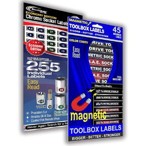 Combo Deal - Magnetic Toolbox Labels plus our best “Master" Set of Socket Labels (green series) for Metric, Torx & SAE tools, fits all Craftsman, Snap On, Mac Tools and Tool Chest in Kuwait