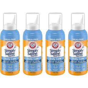 سيمبلي سالين للتخفيف الفوري من رذاذ الأنف لاحتقان يومي، 4.25 أونصة (عبوة من 4 قطع) in Kuwait