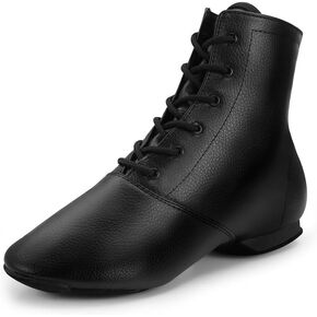 Black Jazz Boots Dance Shoes Split Sole Jazz Shoes Lace Up Dancing Shoes for Women Men in Kuwait