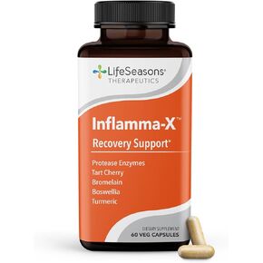 ملحق دعم الأنسجة والمفاصل Inflamma-X من LifeSeasons - يدعم راحة العضلات والتعافي والمرونة - تركيبة عشبية مع الكركم والبروملين والبوسويليا والإنزيمات البروتينية - 60 كبسولة in Kuwait