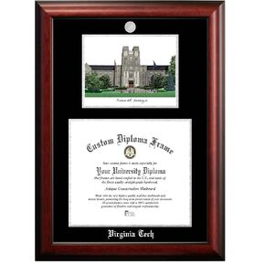 Campus Images NCAA Virginia Tech Hokies Unisex Silver Medallion Frame Virginia Tech 15.5w x 13.5h Silver Embossed Diploma Frame Lithograph, Brown, One Size in Kuwait
