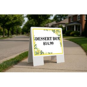 Dessert Box $14.99 Spring Flowers Citrus Eucalyptus Directional Arrows A-Frame Double Sided 23x23 in. sign in Kuwait