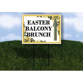 Easter Balcony Brunch Spring Flowers Citrus Eucalyptus Directional Arrows A-Frame Double Sided 23x23 in. sign in Kuwait