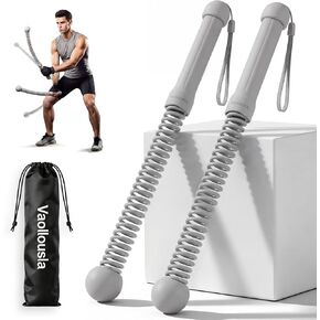 Ropeless Battle Ropes for Home Gym&Travel - 2 Pack Cordless Portable Battle Ropes, Exercise Rope Sticks for HIIT, Strength & Cardio, for Men&Women Fitness Enthusiasts and Athletes, Grey in Saudi Arabia