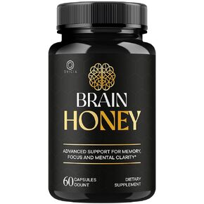 كبسولات عسل الدماغ - تركيبة الدعم المتقدمة الرسمية من BrainHoney، جميع المكونات الطبيعية، حبوب فيتامينات يومية ممتازة لصحة الدماغ والعافية العامة، 60 كبسولة لمدة شهر واحد in Kuwait