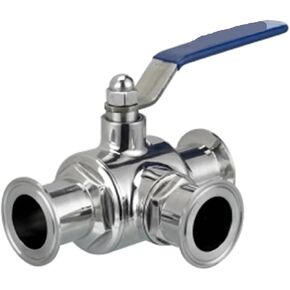 1PCS 304 Stainless Steel Sanitary Ball Valve 3-Way 1.5" OD 50.5mm Three-clamp Ferrule Type(108mm,L Type) in Kuwait