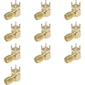 Create idea 10Pcs SMA PCB Female Connector 90 Degree Angle Gold-Plated RF Socket for PCB Mount DC–12GHz Frequency Range in Kuwait
