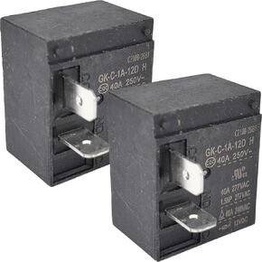 2-Pack GK-C-1A-12D Relay - 40A 250VAC SPDT 5-Pin مرحل الطاقة الصناعية - متوافق مع أنظمة التدفئة والتهوية وتكييف الهواء (HVAC) وأدوات التحكم في المحرك - يعمل على إصلاح أعطال الضاغط وبدء التشغيل in Kuwait