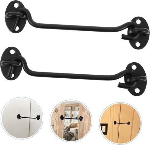 NUOBESTY 2sets Heavy Duty Stainless Steel Barn Door Latch Windproof Hook and for Sliding Doors Windows and Bathroom Use Easy to Install Durable Wear-Resistant Design in Saudi Arabia