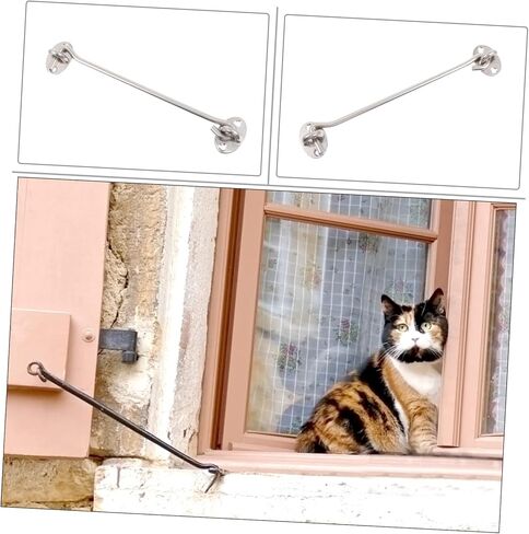 HOMSFOU 2pcs Durable Swivel Lock Hooks for Windows Doors Practical Slide Door Latch Hooks Windproof Design for Easy Unlocking Secure Fixing for Cabinets Sheds Garages in Saudi Arabia