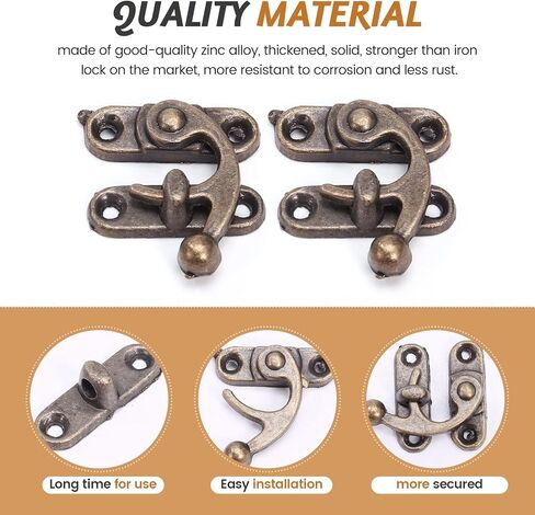 20PCS Bronze Tone Antique Right Hook Hasp Horn Lock Wood Jewelry Box Hook Clasp in Saudi Arabia