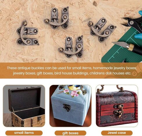 20PCS Bronze Tone Antique Right Hook Hasp Horn Lock Wood Jewelry Box Hook Clasp in Saudi Arabia