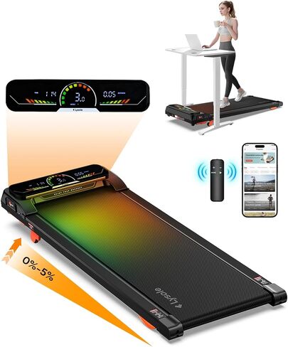 Lysole Walking Pad Treadmill with Incline,Treadmills for Home and Office,340 Lb Capacity,4 in 1 Portable Under Desk Treadmill with Remote Control,Large LED Display in Saudi Arabia