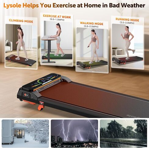 Lysole Walking Pad Treadmill with Incline,Treadmills for Home and Office,340 Lb Capacity,4 in 1 Portable Under Desk Treadmill with Remote Control,Large LED Display in Saudi Arabia